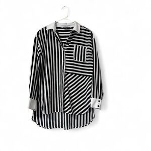 Karl Lagerfeld Kids Monochrome Striped Button Down Shirt. Small(Runs Huge).